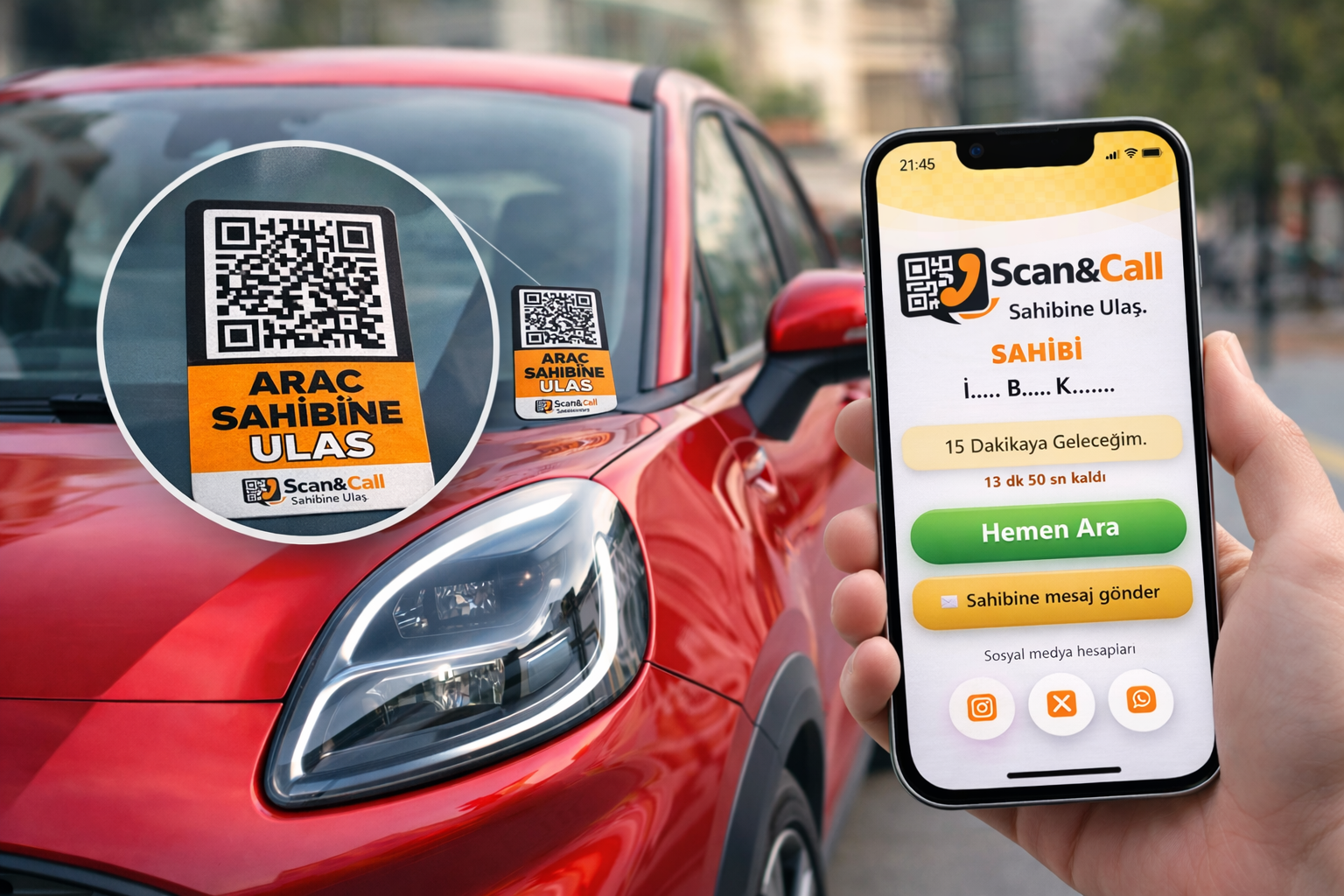 Scan&Call araç üzerinde kullanım